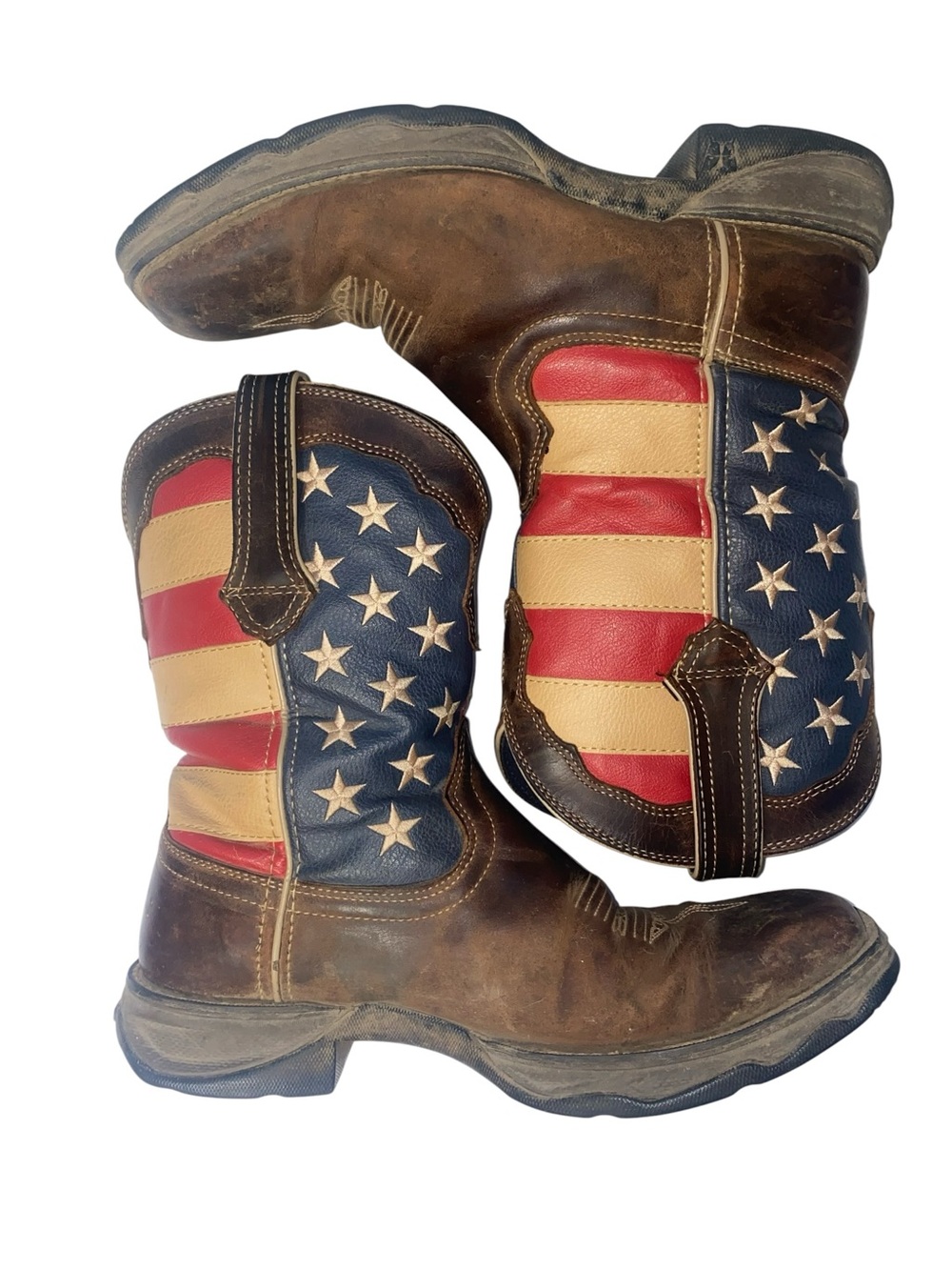 Durango Lady Rebel American Flag Leather Cowgirl Boots Red White & Blue size 10